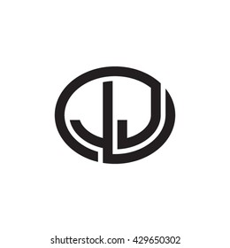 JJ initial letters looping linked ellipse monogram logo