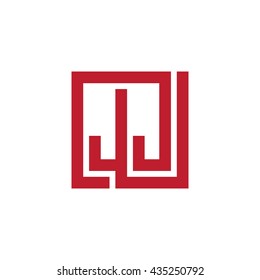 JJ initial letters looping linked square logo red