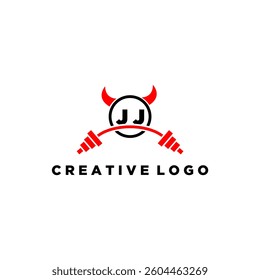 JJ initial monogram for fitnes or gym logo with devil style design