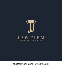 Logotipo de la firma de abogados monograma inicial de JJ con diseño de hitos