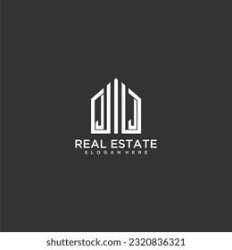 JJ initial monogram logo for real estate with home shapes creative design