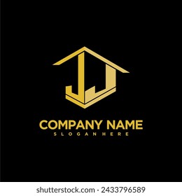 JJ initial monogram logo for real estate with creative building style design