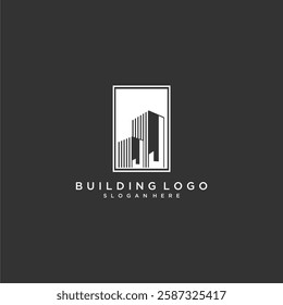 JJ initial monogram real estate logo with building creative square style design
