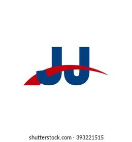 JJ initial overlapping swoosh letter logo blue red