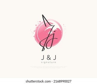 JJ Initial Signature Logo Design with Elegant and Minimalist Handwriting Style. Initial J and J Logo Design for Wedding, Fashion, Jewelry, Boutique and Business Brand Identity