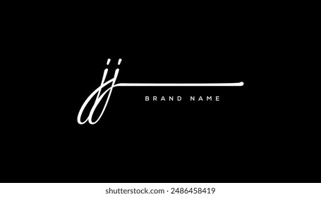 JJ letter beauty handwriting vector logo. 
