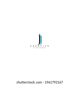 Jj letter linked upper and lowercase Luxury Premium Logo. Black and blue letter Isolated on white background. Can be used as  business, Brands, Mascot.