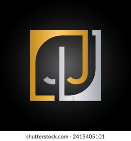 JJ Logo Design Template Vector With Square Background.