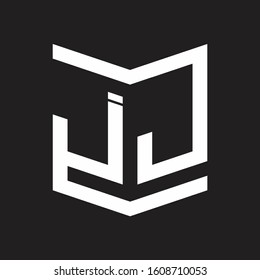 JJ Logo Emblem Monogram With Shield Style Design Template Isolated On Black Background