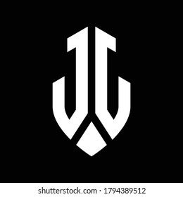 jj logo monogram with emblem shield style design template