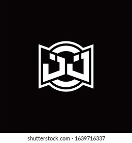 JJ logo monogram with ribbon style circle rounded design template