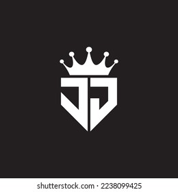 JJ logo monogram symbol shield with crown shape design vector