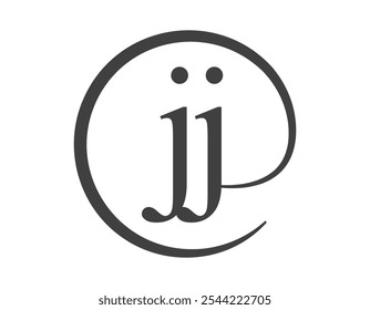 JJ-Logo aus zwei Buchstaben mit kreisförmigen E-Mail-Zeichen Stil. J und J runden Logo der Firma für Markenidentität.