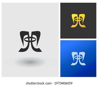 JJ logo vector template with blue gold color set