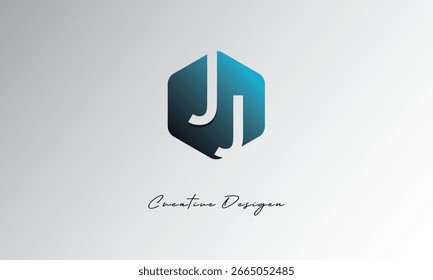 JJ Minimal Polygon Shape Símbolo de espacio negativo Abstractas para uso de marca"