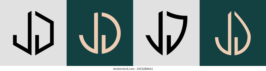 JJ Moderne Anfangsbuchstaben Logo Design Vektorbündel. Es ist geeignet, für welche Firma oder Marke diese anfänglich gegründet wird.