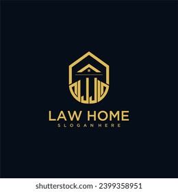 JJ monogram initial logo for lawhome with shape home design