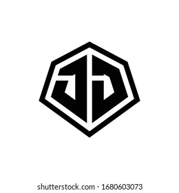 JJ monogram logo with hexagon shape and line rounded style design template isolated on white background