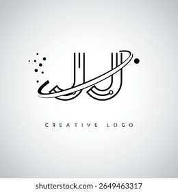 JJ Orbit Monogram Logo - Futuristic Minimal Letter mark with Circular Line Art, Tech-Inspired Dots and Space Motion Concept for Modern Branding Identity (Logotipo de Monograma de Órbita JJ - Marca de Letra Mínima Futurista com Linha de Arte Circular, Pontos Inspirados na Tecnologia e Conceito de Movimento Espacial para Identidade de Marca Moderna)