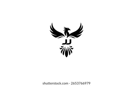 JJ Phoenix Logo Design Monogram Eagle Emblem with Wings on White Background