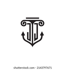 JJ pillar and anchor combination concept logo in high quality design