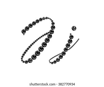 Jj in stunning Onyx Script precious round jewels, isolated on black. Vector EPS-10 file, transparency used. 