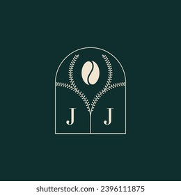 JJ Diseño de logotipo único y simple combinación de letras y grano de café