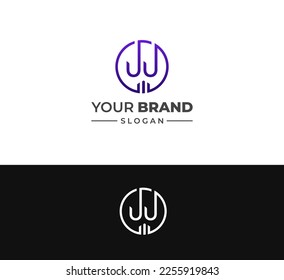 JJ, UU letter logo design template elements. Modern abstract digital alphabet letter logo. Vector illustration.