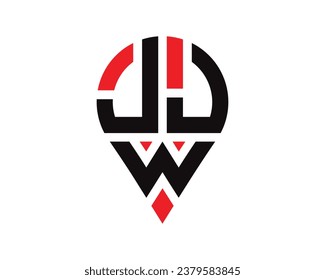 Diseño del logotipo de la ubicación de la letra JW. Diseño sencillo del logotipo de ubicación de la carta JJW.