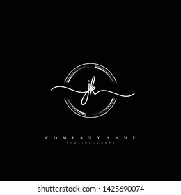 JK initial handwriting logo template vector