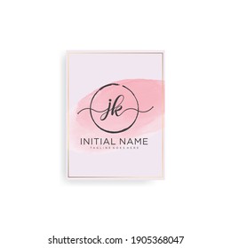 JK Initial handwriting logo vector. Hand lettering Watercolor background for designs.