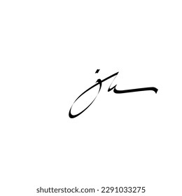 jk Initial Handwriting Logo Vector