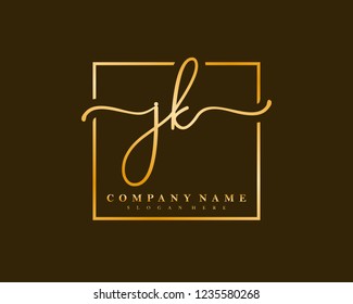 JK Initial handwriting square minimalist logo vector