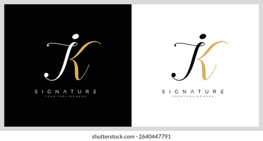 JK Initial letter logo. Alphabet JK Handwritten Signature logo.