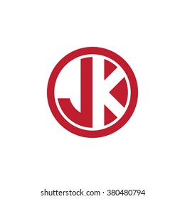 JK initial letters circle business logo red