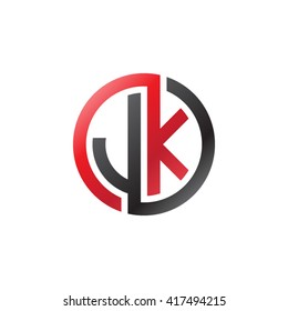 JK initial letters looping linked circle logo black red