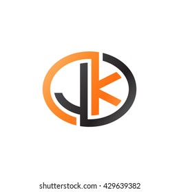 JK initial letters looping linked ellipse logo orange black