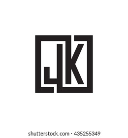 JK initial letters looping linked square monogram logo