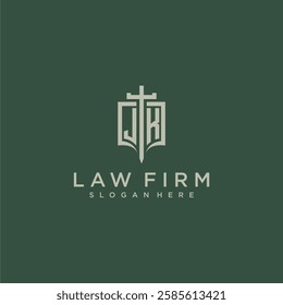 JK initial monogram for law firm with sword and shield logo image