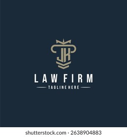 JK initial monogram logo law firm with pillar design