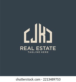 JK initial monogram logo for real estate design