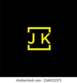 JK initial monogram logo with square style design