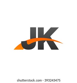 JK initial overlapping swoosh letter logo black orange