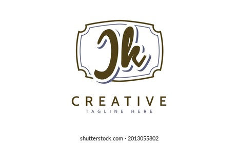 JK Initials, handwriting logo vector