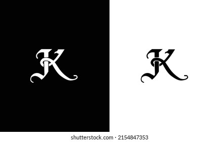 JK K Letter Initial Logo Design, Vector Template
