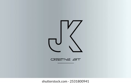 Monograma del logotipo de las letras abstractas de JK, KJ, J, K