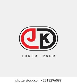 JK or KJ Letter Initial Logo Design, Vector Template