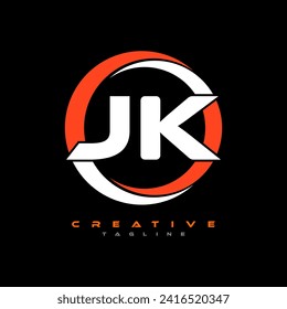 JK letter logo design on black background. JK creative initials letter logo concept. JK letter design.