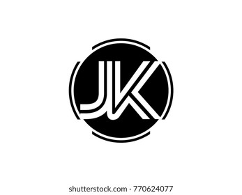 JK letter logo round black