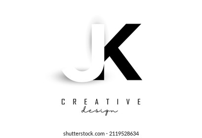 Letras JK Logo con diseño de espacio negativo. Ilustración vectorial con tipografía geométrica. Icono creativo con letras.
